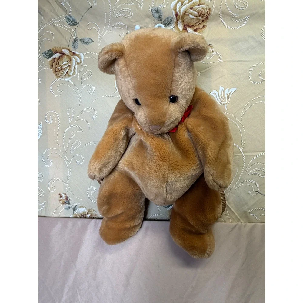 Vintage Dan Dee Teddy Bear Plush Backpack Brown Stuffed Animal Book Bag 1990 Y2K